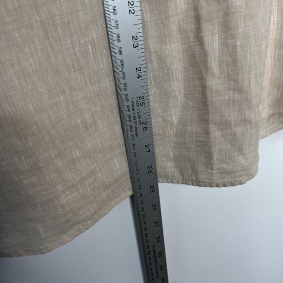 Chico's Shirt Womens 16 3 Beige 100% Linen No Iron Button Front 3/4 Sleeve - Picture 7 of 8
